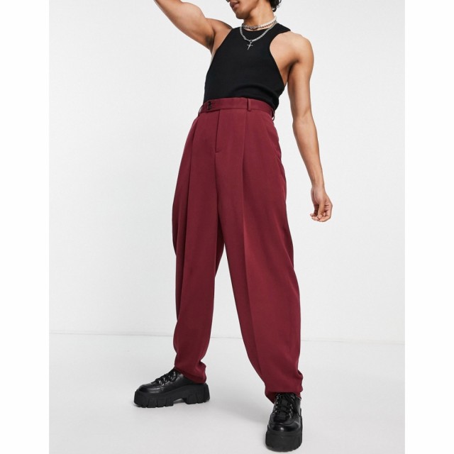 エイソス ASOS DESIGN メンズ ボトムス・パンツ Balloon Smart Trousers In Burgundy バーガンディ