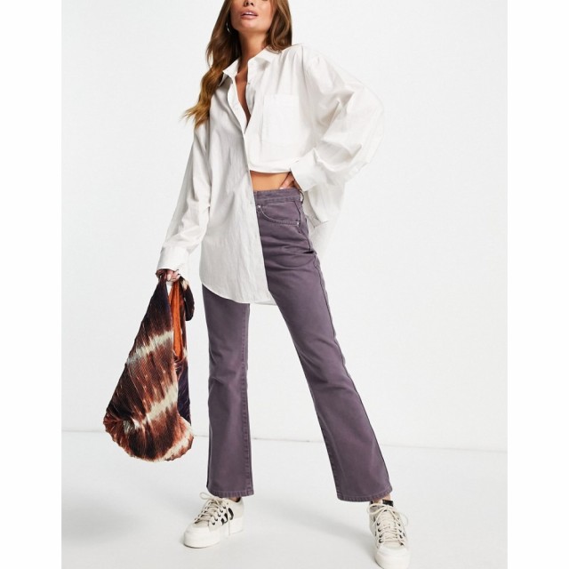 エイソス ASOS DESIGN レディース ジーンズ・デニム ボトムス・パンツ Organic Cotton Blend Mid Rise Exaggerated Flare Jeans In Purpl