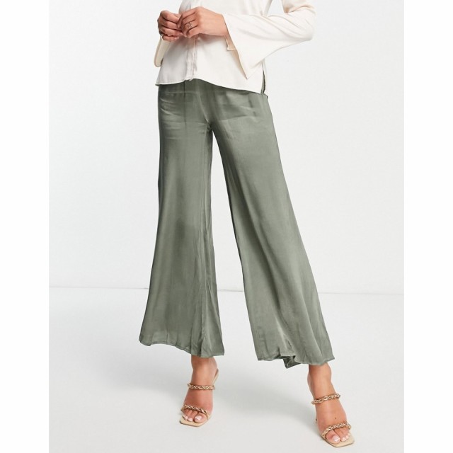 サンディー SNDYS レディース ボトムス・パンツ Rising Satin Wide Leg Trousers In Olive オリーブ