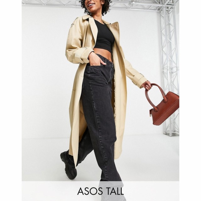 エイソス ASOS Tall レディース トレンチコート ロングコート アウター Tall Longline Trench Coat In Stone ベージュ