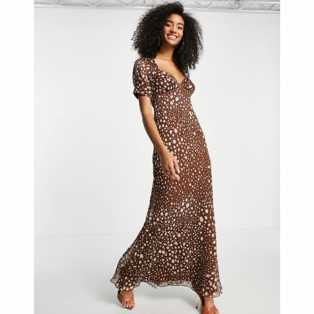 エイソス ASOS DESIGN レディース ワンピース マキシ丈 ワンピース・ドレス Bias Maxi Dress In Abstract Spot Print