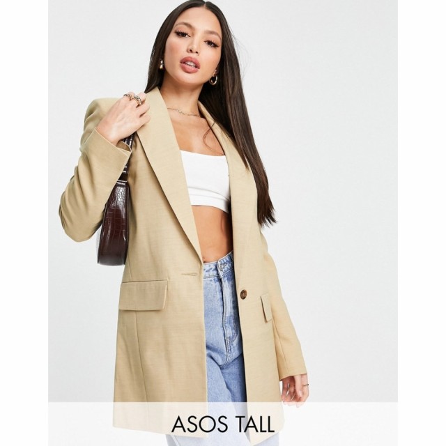 エイソス ASOS Tall レディース スーツ・ジャケット アウター Tall Long Line Perfect Blazer In Stone ベージュ