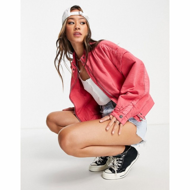 フリーピープル Free People レディース ブルゾン ミリタリージャケット アウター Florence Bomber Jacket In Pink ラズベリー