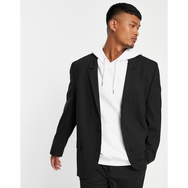 エイソス ASOS DESIGN メンズ スーツ・ジャケット アウター Power Shoulder Suit Jacket In Black ブラック