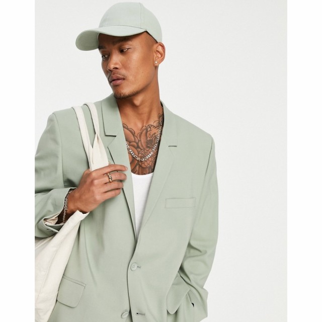 エイソス ASOS DESIGN メンズ スーツ・ジャケット アウター Power Shoulder Suit Jacket In Sage Green セージグリーン