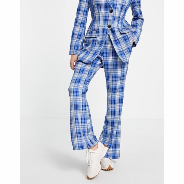 エイソス ASOS DESIGN レディース ボトムス・パンツ Flare Suit Trousers In Blue Check ブルーチェック