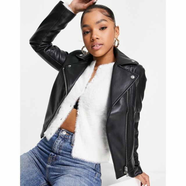 エイソス ASOS DESIGN レディース レザージャケット ライダース アウター Ultimate Leather Look Biker Jacket In Black ブラック