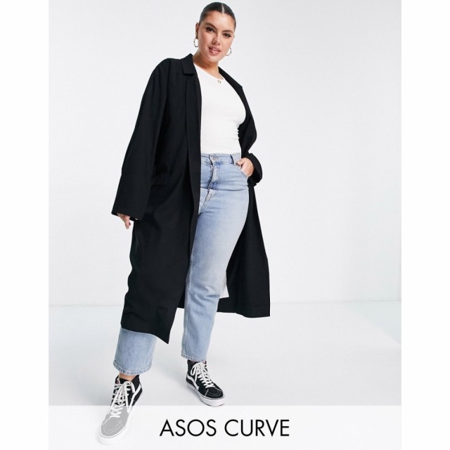 エイソス ASOS Curve レディース ジャケット アウター Curve Soft Duster In Black ブラック