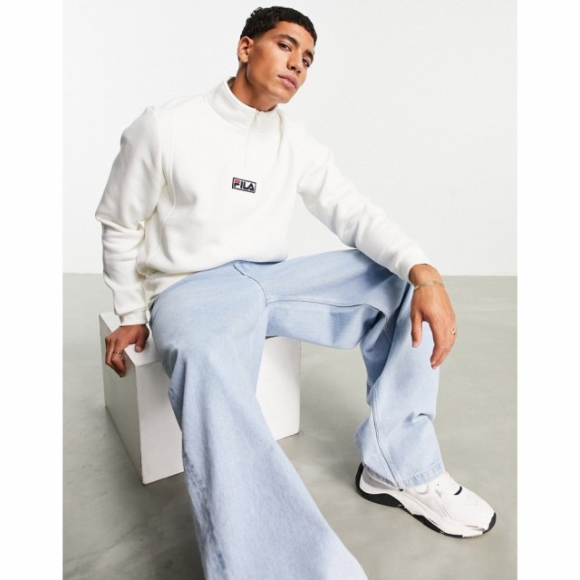 フィラ Fila メンズ スウェット・トレーナー トップス Half Zip Sweat With Logo In Ecru エクリュ