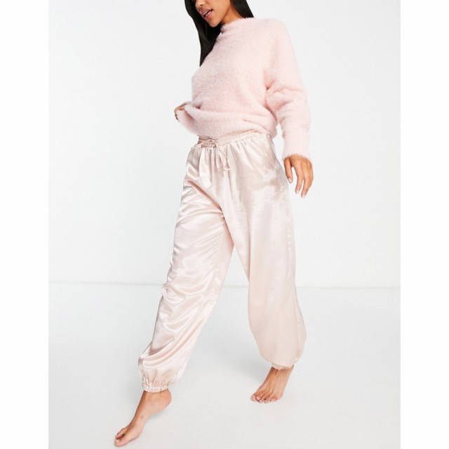 ロストインク Lost Ink レディース パジャマ・上下セット インナー・下着 Oversized Supper Fluffy Knit And Satin Jogger In Pink ピン