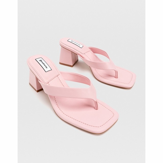 ストラディバリウス Stradivarius レディース サンダル・ミュール ビーチサンダル シューズ・靴 Thong Mule Heeled Sandal In Pale Pink