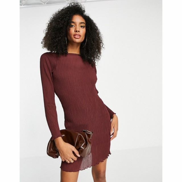 エイソス ASOS DESIGN レディース ワンピース ミニ丈 ワンピース・ドレス Plisse Mini Dress レッド