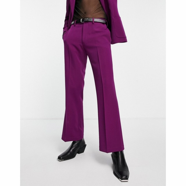 エイソス ASOS DESIGN メンズ スラックス ボトムス・パンツ Flare Suit Trousers In Aubergine パープル