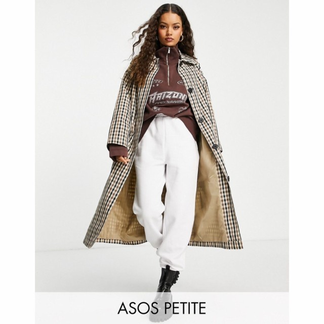 エイソス ASOS Petite レディース トレンチコート アウター Petite Check Boyfriend Trench チェック