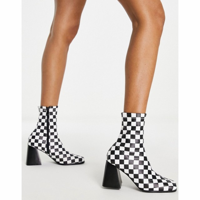 レイド Raid レディース ブーツ チェッカーフラッグ シューズ・靴 Clever Mid Heel Sock Boot In Mono Checkerboard