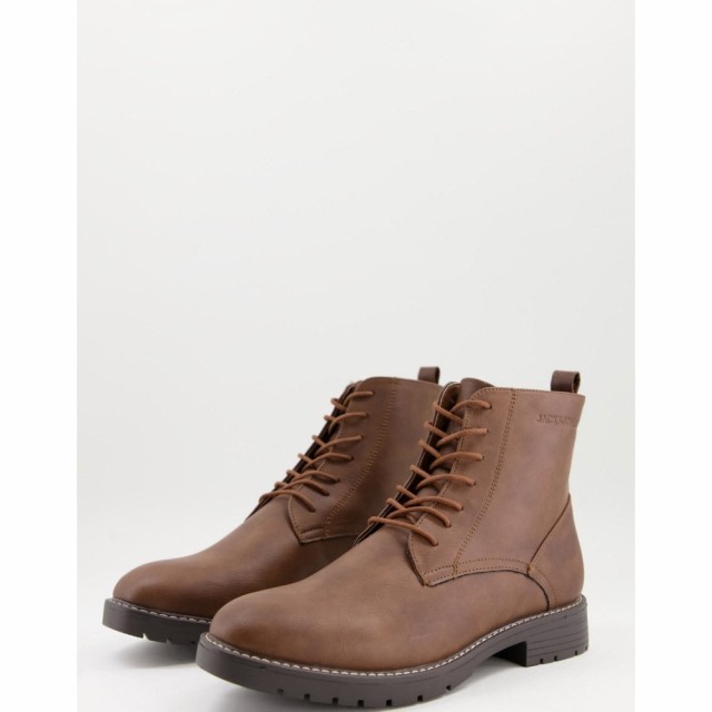 ジャック アンド ジョーンズ Jack and Jones メンズ ブーツ レースアップブーツ シューズ・靴 Faux Leather Lace Up Boot In Brown コニ