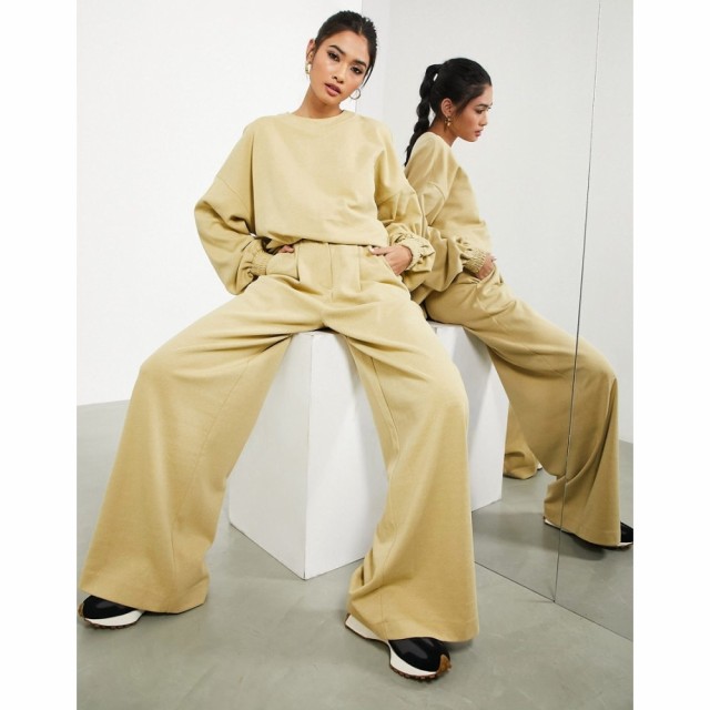 エイソス ASOS EDITION レディース ボトムス・パンツ High Waisted Trouser In Textured Jersey In Camel キャメル