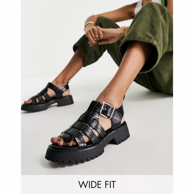 エイソス ASOS DESIGN レディース サンダル・ミュール フラット シューズ・靴 Wide Fit Funfair Chunky Fisherman Flat Sandals In Green