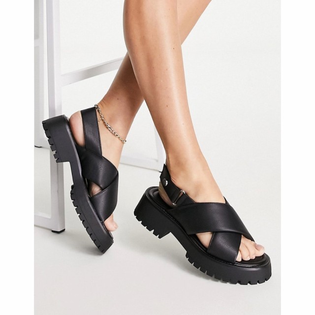 エイソス ASOS DESIGN レディース サンダル・ミュール フラット シューズ・靴 Frankie Chunky Flat Sandals In Black ブラック