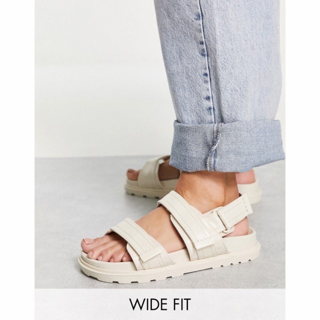 エイソス ASOS DESIGN レディース サンダル・ミュール フラット シューズ・靴 Wide Fit Flume Sporty Flat Sandals In Off White オフホ