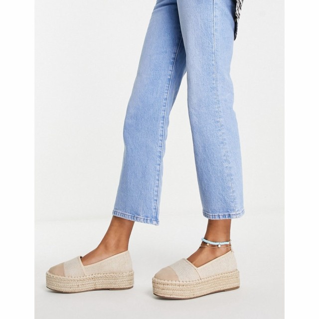 エイソス ASOS DESIGN レディース エスパドリーユ 厚底 シューズ・靴 Jala Flatform Toe-Cap Espadrilles In Cream ナチュラル