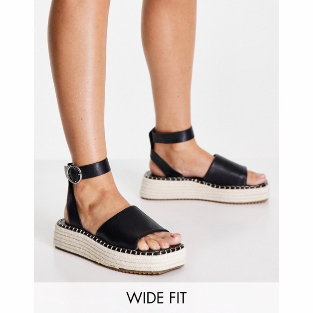 エイソス ASOS DESIGN レディース エスパドリーユ 厚底 シューズ・靴 Wide Fit Joyful Flatform Espadrilles In Black ブラック