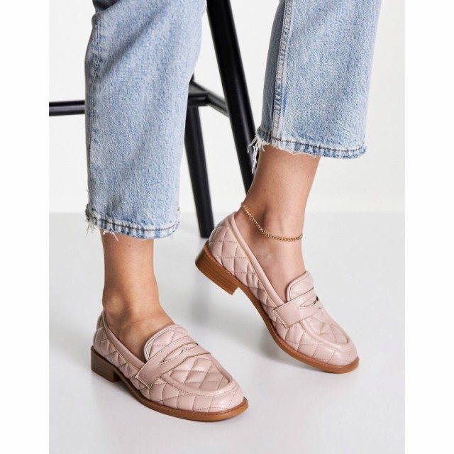 エイソス ASOS DESIGN レディース ローファー・オックスフォード フラット シューズ・靴 Mighty Quilted Padded Flat Loafers In Beige