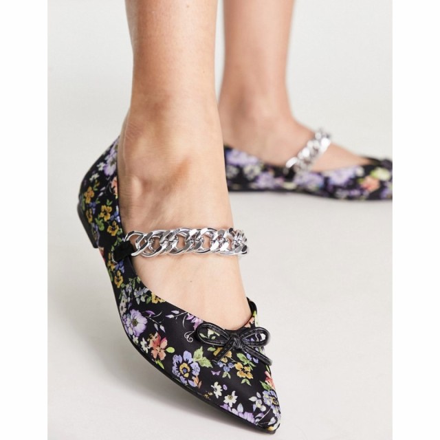 エイソス ASOS DESIGN レディース スリッポン・フラット シューズ・靴 Links Chain Point Ballets In Floral Print フローラル