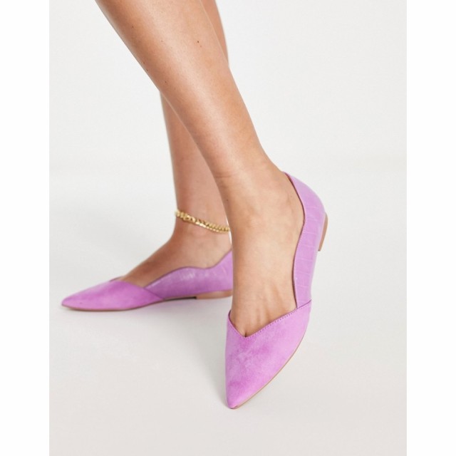 エイソス ASOS DESIGN レディース スリッポン・フラット シューズ・靴 Loretta Pointed Ballet Flats In Purple Croc Mix パープル