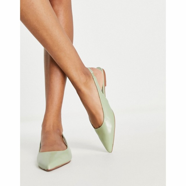 エイソス ASOS DESIGN レディース スリッポン・フラット シューズ・靴 Lala Pointed Slingback Flats In Sage Green セージグリーン