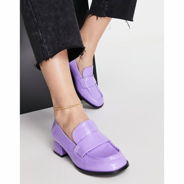 エイソス ASOS DESIGN レディース ローファー・オックスフォード シューズ・靴 Moya Heeled Loafers In Lilac Patent Snake