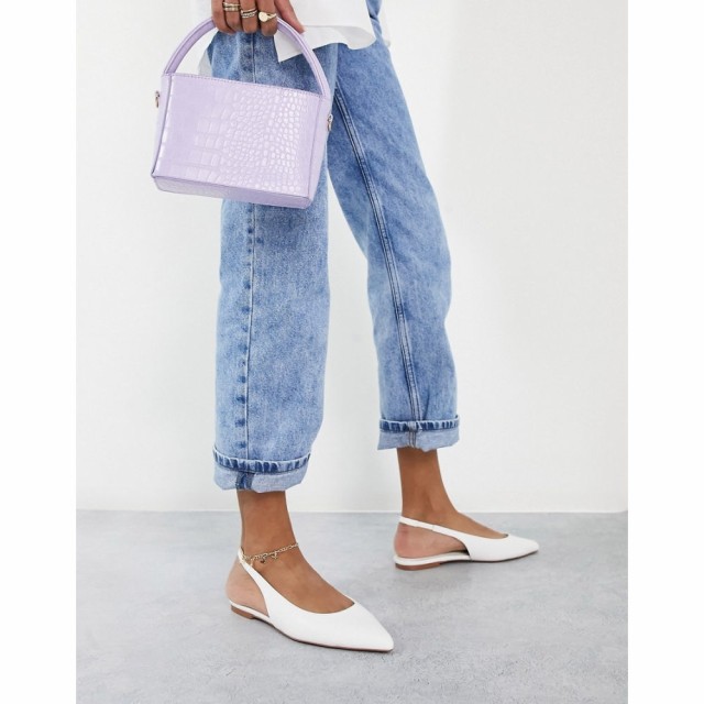 エイソス ASOS DESIGN レディース スリッポン・フラット シューズ・靴 Lala Pointed Slingback Flats In White ホワイト