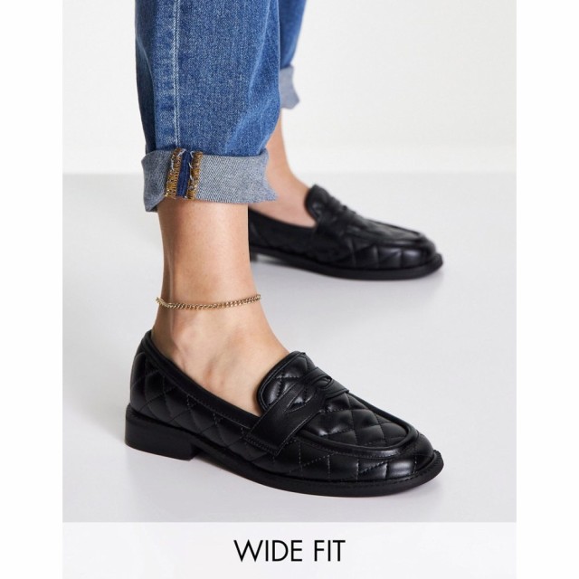 エイソス ASOS DESIGN レディース ローファー・オックスフォード フラット シューズ・靴 Wide Fit Mighty Quilted Padded Flat Loafers I