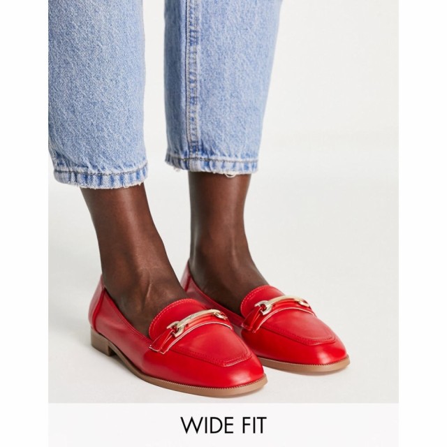 エイソス ASOS DESIGN レディース ローファー・オックスフォード フラット シューズ・靴 Wide Fit Verity Loafer Flat Shoes With Trim I