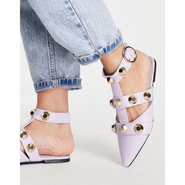 エイソス ASOS DESIGN レディース スリッポン・フラット シューズ・靴 Lorina Studded Ballet Flats In Lilac ライラック