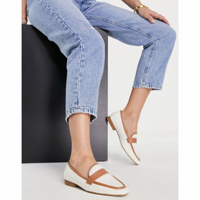 エイソス ASOS DESIGN レディース ローファー・オックスフォード フラット シューズ・靴 Megan Woven Flat Loafers In Natural/Tan ナチ