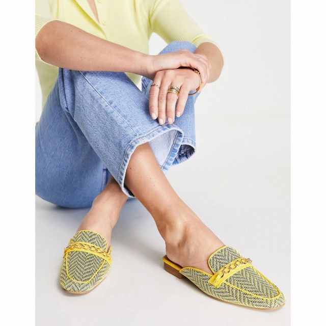 エイソス ASOS DESIGN レディース サンダル・ミュール フラット シューズ・靴 Motto Chain Flat Mules In Yellow イエロー