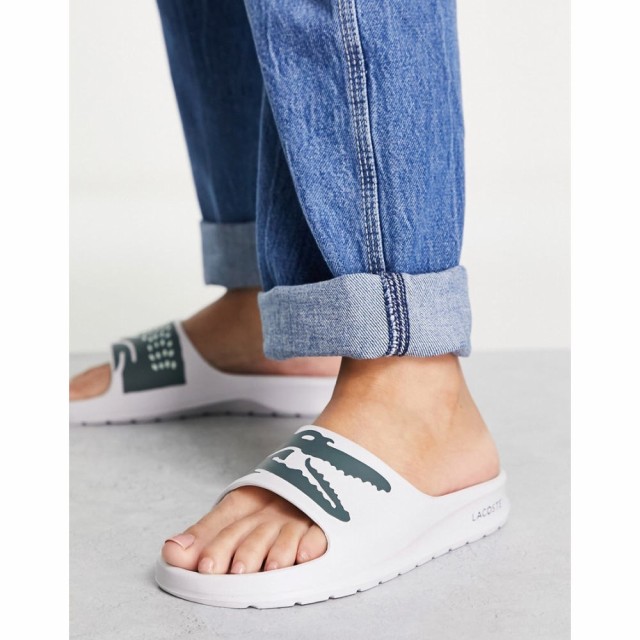 ラコステ Lacoste レディース サンダル・ミュール クロコダイル柄 シューズ・靴 Croco 2.0 Sustainable Logo Slides In White ホワイト