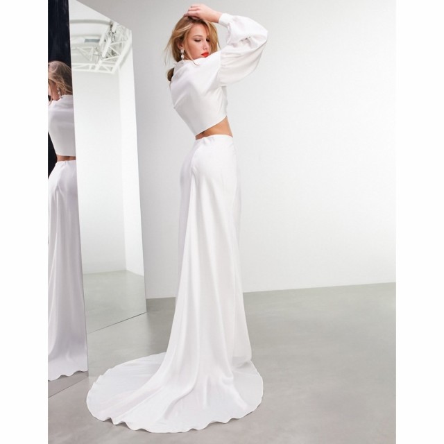 エイソス ASOS EDITION レディース ロング・マキシ丈スカート スカート Maxi Skirt With Split Front And Train In Ivory アイボリー