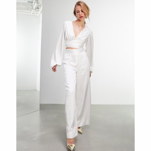 エイソス ASOS EDITION レディース ボトムス・パンツ Satin Wide Leg Trouser In Ivory アイボリー