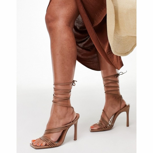 エイソス ASOS DESIGN レディース サンダル・ミュール シューズ・靴 Nest Strappy Tie Leg Heeled Sandals In Beige ベージュ