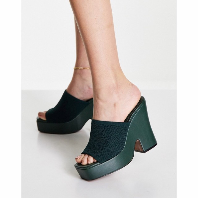 エイソス ASOS DESIGN レディース サンダル・ミュール シューズ・靴 Nolan Flared Platform High Heeled Mules In Forest Green フォレス