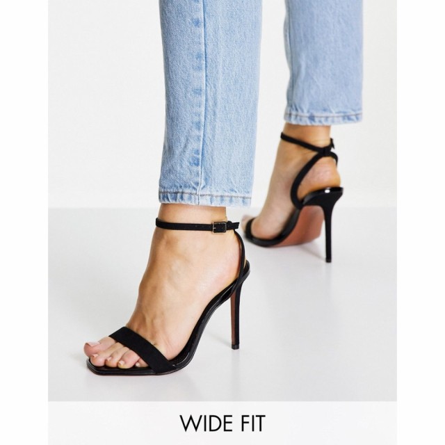 エイソス ASOS DESIGN レディース サンダル・ミュール シューズ・靴 Wide Fit Neva Barely There Heeled Sandals In Black ブラック