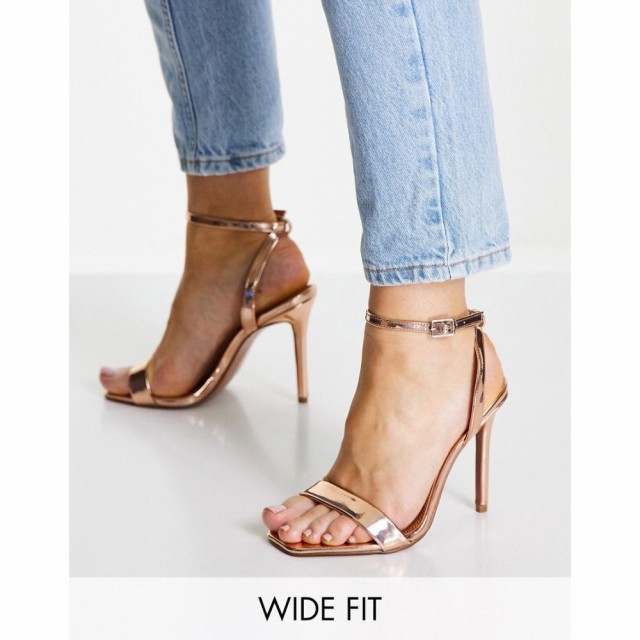 エイソス ASOS DESIGN レディース サンダル・ミュール シューズ・靴 Wide Fit Neva Barely There Heeled Sandals In Rose Gold ローズゴ