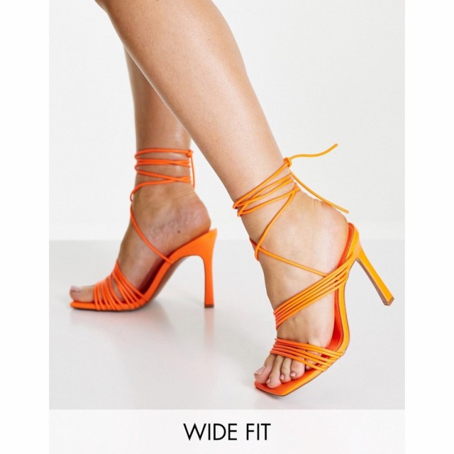 エイソス ASOS DESIGN レディース サンダル・ミュール シューズ・靴 Wide Fit Nest Strappy Tie Leg Heeled Sandals In Orange