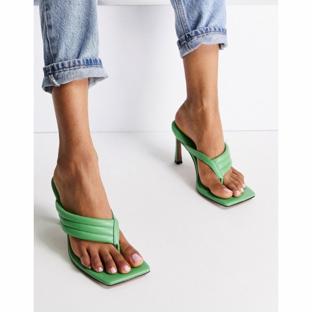 エイソス ASOS DESIGN レディース サンダル・ミュール ビーチサンダル シューズ・靴 Herring Padded Toe Thong Heeled Sandals In Green