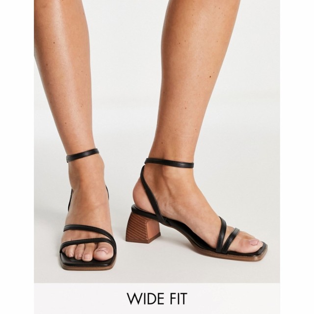 エイソス ASOS DESIGN レディース サンダル・ミュール シューズ・靴 Wide Fit Hampton Block Mid Heeled Sandals In Black ブラック