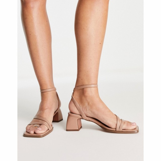 エイソス ASOS DESIGN レディース サンダル・ミュール シューズ・靴 Wide Fit Hampton Block Mid Heeled Sandals In Beige ベージュ