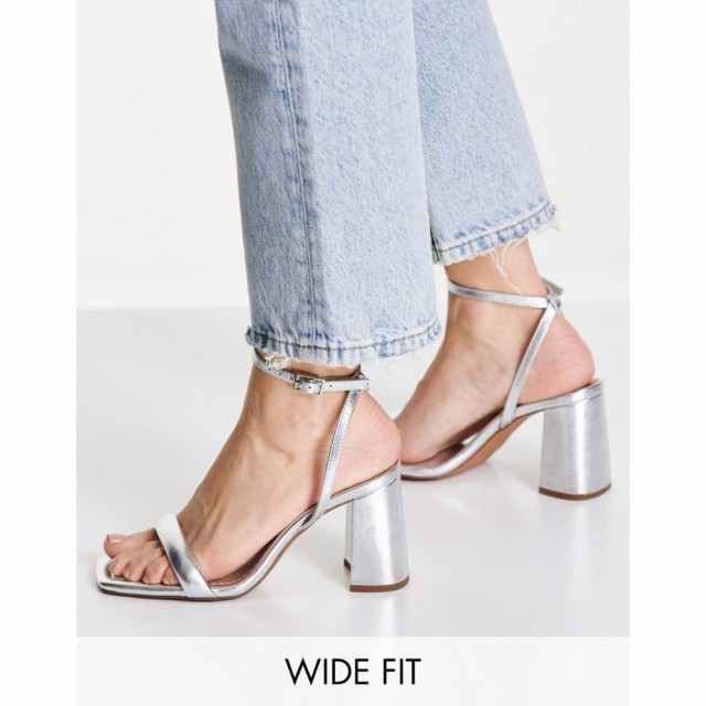 エイソス ASOS DESIGN レディース サンダル・ミュール シューズ・靴 Wide Fit Hilton Barely There Block Heeled Sandals In Silver シル