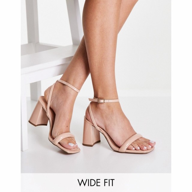 エイソス ASOS DESIGN レディース サンダル・ミュール シューズ・靴 Wide Fit Hilton Barely There Block Heeled Sandals In Beige